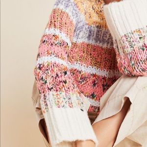 Anthropologie pink Striped Knit Sweater 2X